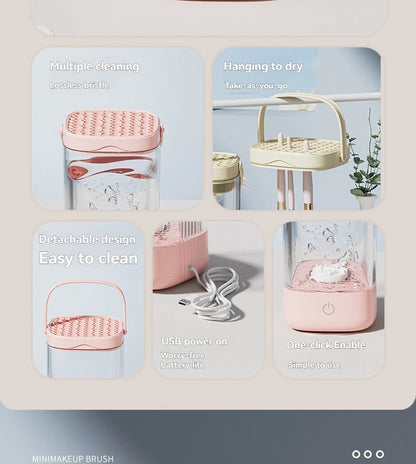 2025 New USB Electric Makeup Brush Cleaner Rechargeable Makeup Brushes Cleaning Tool Automatic Makeup Brush Cleaning Stand Devic