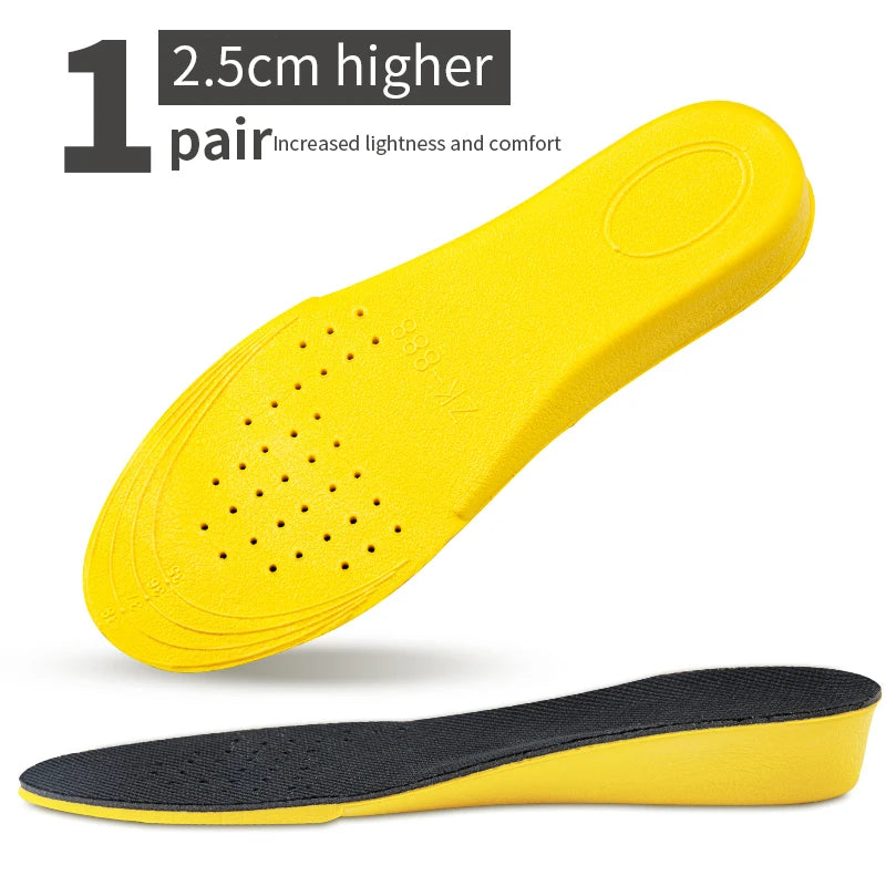 Invisiable Height Increase Insoles for Women Men Heel Lift Yellow Shoes Sole Pad Breathable Shock Absorption Feet Care Cushion Beauty World Shop