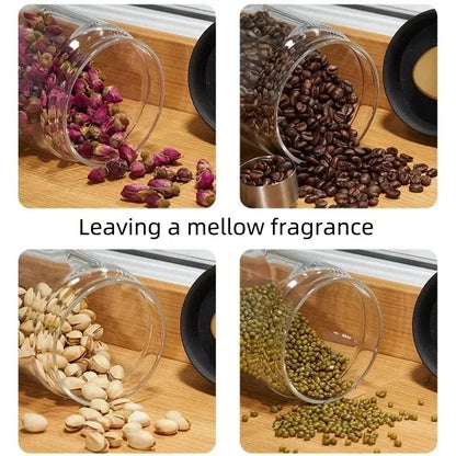 Manual Vacuum Sealed Coffee Jar High Borosilicate Glass Moisture Proof Tea Storage Container for Kitchen Coffee Beauty Trend Shop