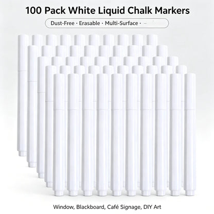 Liquid Chalk Erasable Pen 3-100Pcs White Marker for Glass Windows Blackboard Chalkboard Whiteboard Marker Drawing Chalk Pens Beauty World Shop