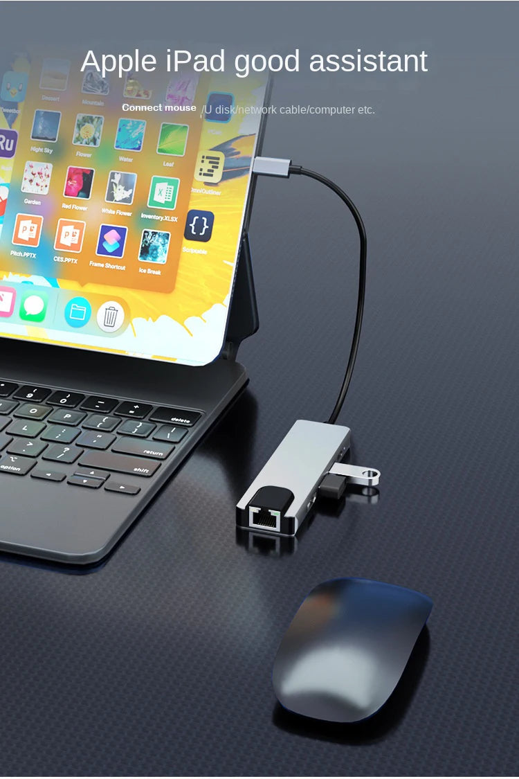 Usb 5 In 1 Type-C 3 1 To 4k HdTV Hub Adapter With Sd Tf 100M Rj45 Car d Reader Pd Fast Charge For Macbook Notebook Computer Beauty World Shop
