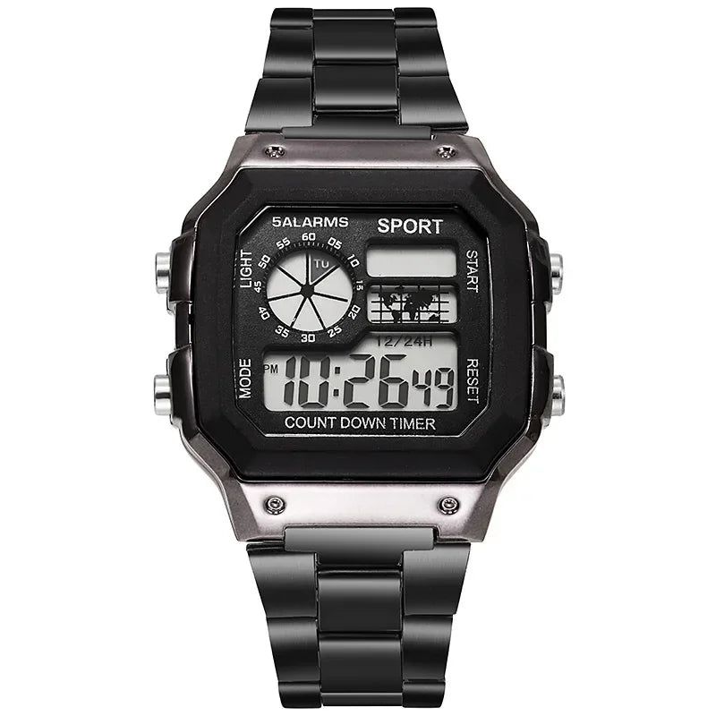 MAYZHISU Classic Men's Digital Watches Luxury Stainless Steel Strap Sport Watches Men Military Clock LED Sport Wristwatch Beauty World Shop