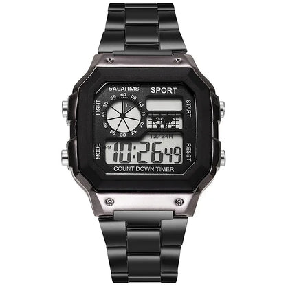 MAYZHISU Classic Men's Digital Watches Luxury Stainless Steel Strap Sport Watches Men Military Clock LED Sport Wristwatch Beauty World Shop