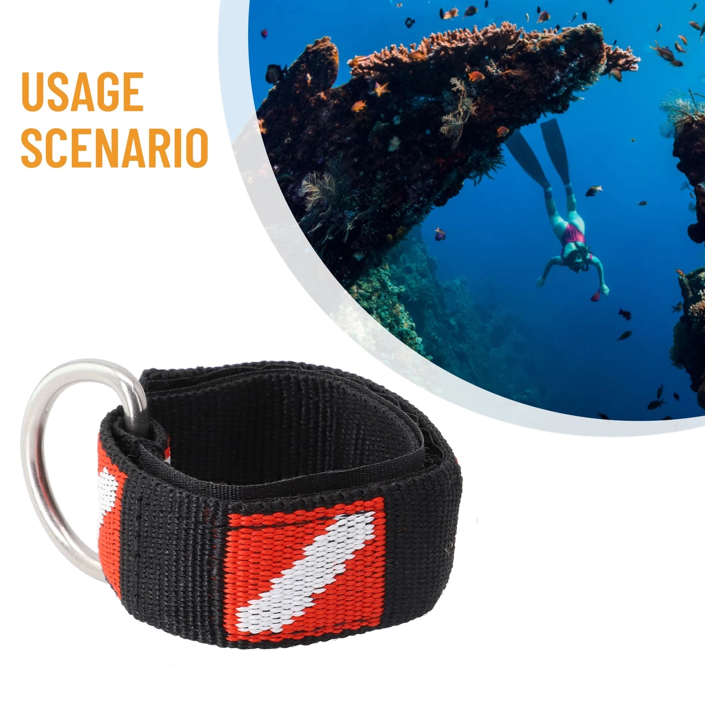 1pc Adjustable Scuba Diving Wrist Strap Lanyard Webbing Band With Metal D-Ring Freediving Webbing Holder Strap Swim Pool Parts Beauty World Shop