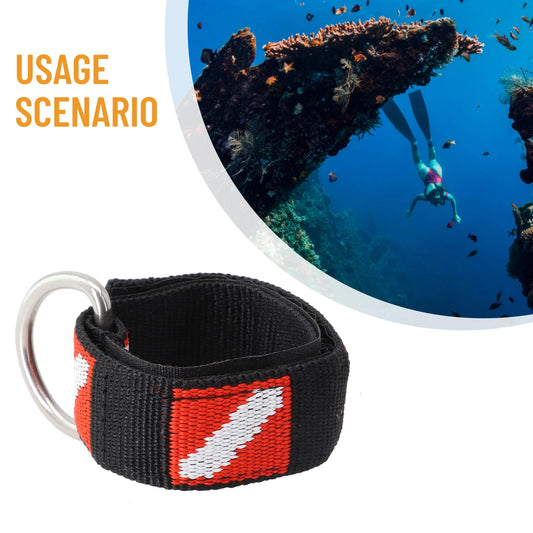 1pc Adjustable Scuba Diving Wrist Strap Lanyard Webbing Band With Metal D-Ring Freediving Webbing Holder Strap Swim Pool Parts Beauty World Shop