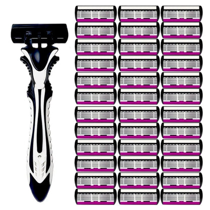 6-layer classic razor, razor set, stainless steel blade, manual safety razor, reusable blade, silicone anti-skid layer Beauty World Shop