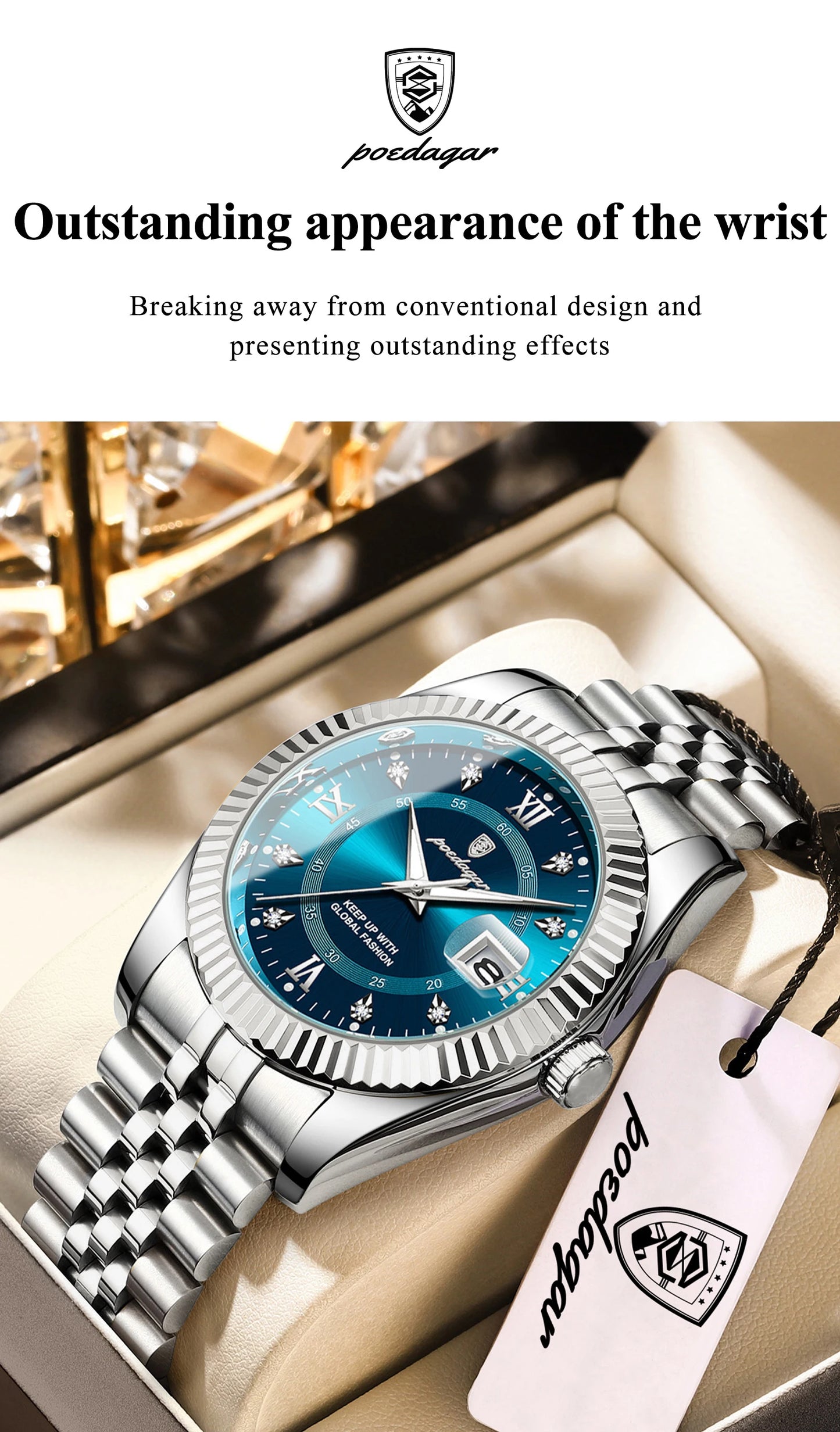 POEDAGAR Original Men Wristwatch Waterproof Luminous Date Business Man Clock Stainless Steel Quartz Military Men's Watches Reloj Beauty World Shop