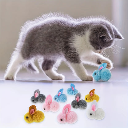 10pcs Color Random Plush Bunny Cat Toys, Soft, interactive cat toy Rabbit balls, Colourful, Soft and Cute Plush Cat Toy Balls Beauty World Shop