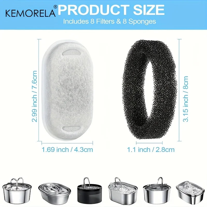 12/15PCS Cat Water Fountain Activated Carbon Sponge Filters for Stainless Steel Water Dispenser Pet Healthy Water Care Accessory Beauty World Shop