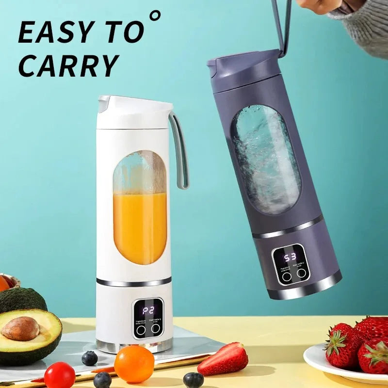 Mini Electric Juicer 450ML Large Capacity with Powerful Motor Digital Display for Crushed Ice Household Rechargeable Juice Cup Beauty World Shop