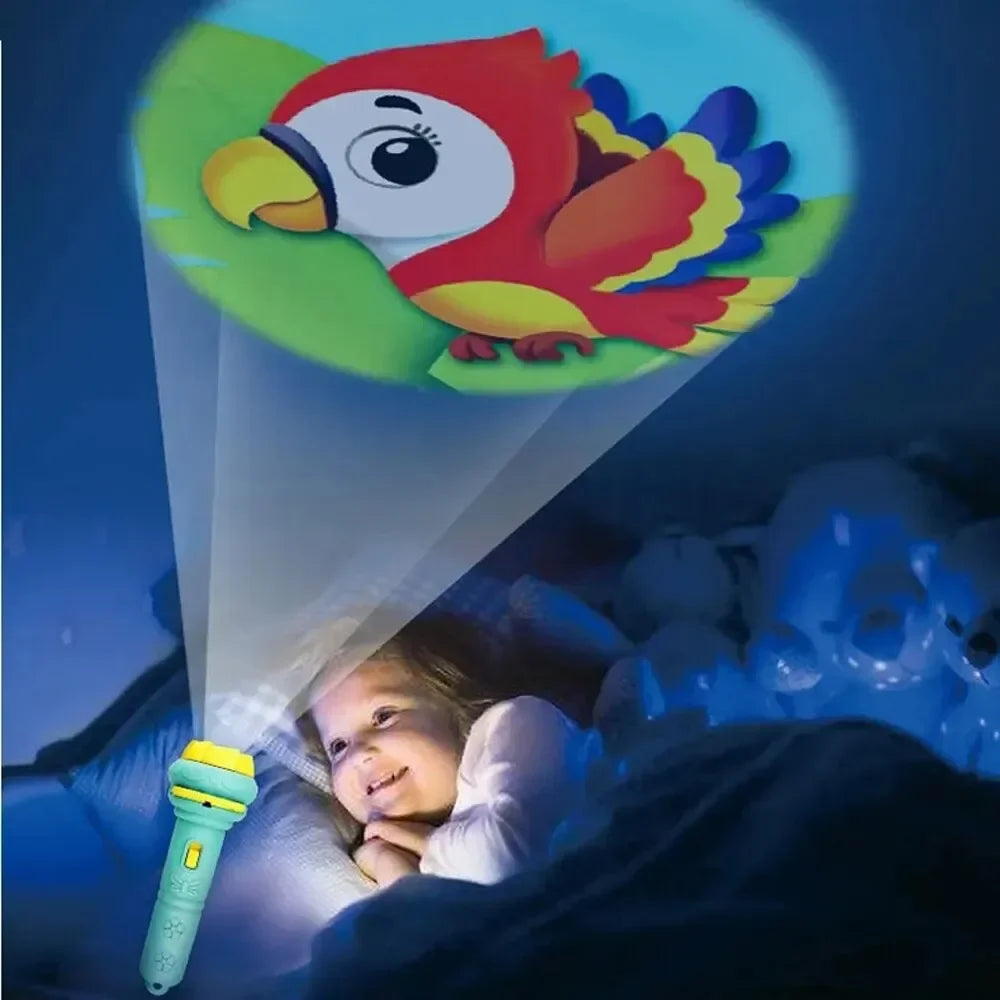 10 Cards Cartoon Projection Flashlight 80 Patterns Creative Children Flashlight Toy Projector Baby Toys Bedtime Story Book Toy Beauty Fashion