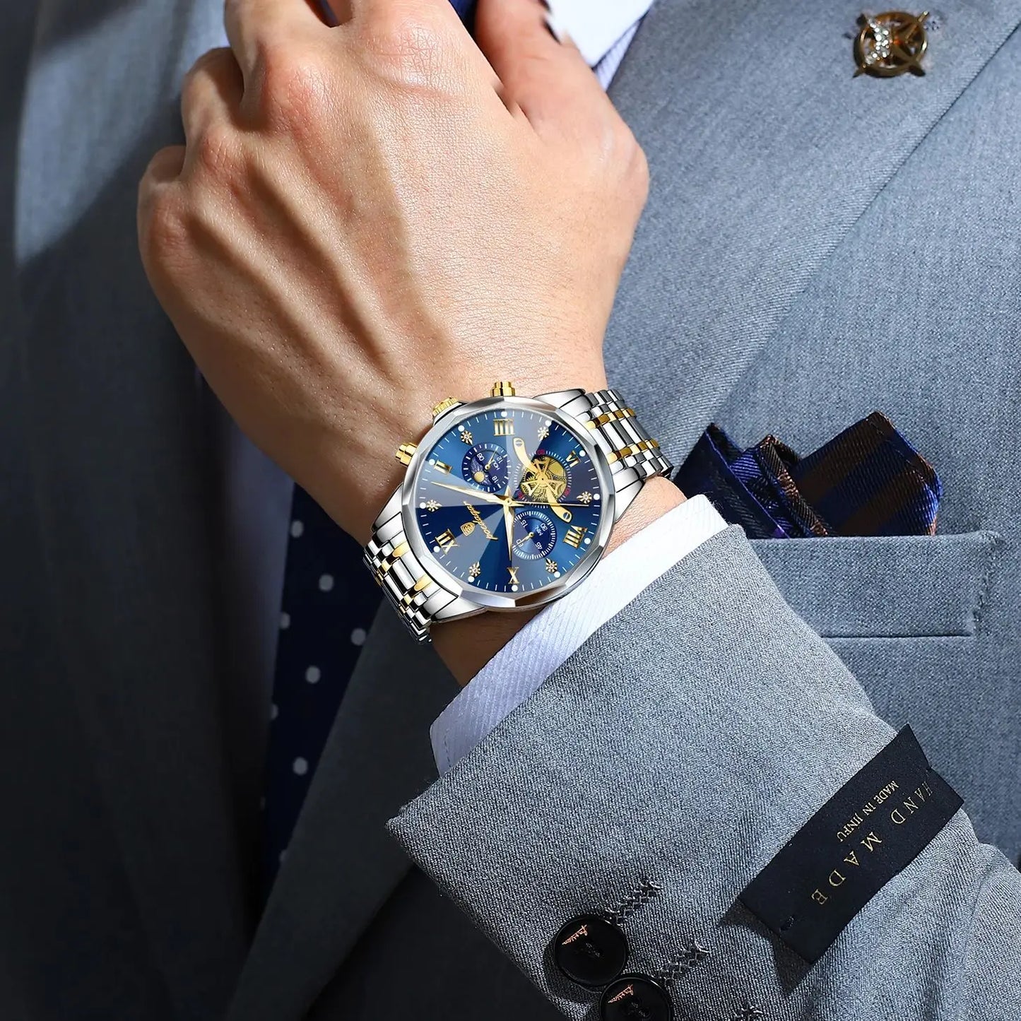 POEDAGAR Luxury Original Men Watch Waterproof Luminous Chronograph Man Wristwatch Stainless Steel Quartz Top Men's Watches Reloj Beauty World Shop