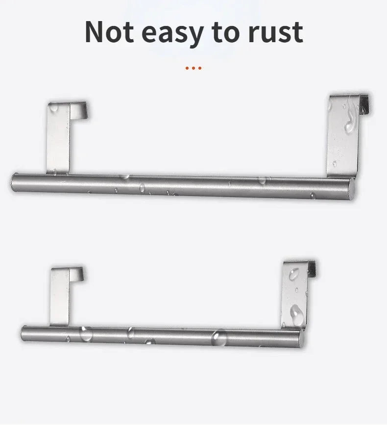 1Pcs Towel Rack Over Door Towel Bar Hanging Holder Stainless Steel Bathroom Kitchen Cabinet White Black Towel Rag Shelf Hanger Beauty World Shop