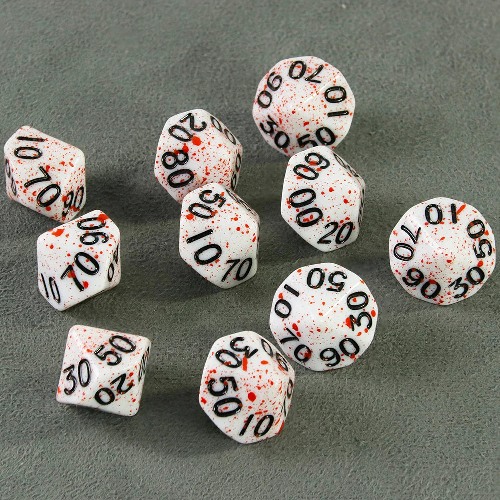 Dormia Dice DND Accessories Opaque White Acrylic Polyhedral Dice Set With Special Blood Effect For Table Board Role Playing Game Beauty World Shop