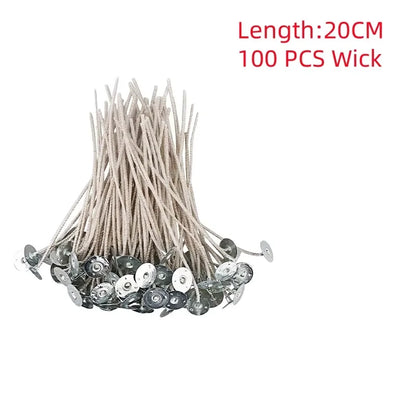 100pcs Waxed Cotton Candle Wicks Set with Stand Original Smokeless Candle Wicks Soy Oil Wax Core Woven Making Candles Supplies Beauty World Shop