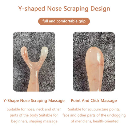 Resin Face Lifting Scraping Massage Nose Lifting Massage Y-shape Fork Guasha Massage Reduce Puffiness Trigger Point Nose Massage Beauty World Shop
