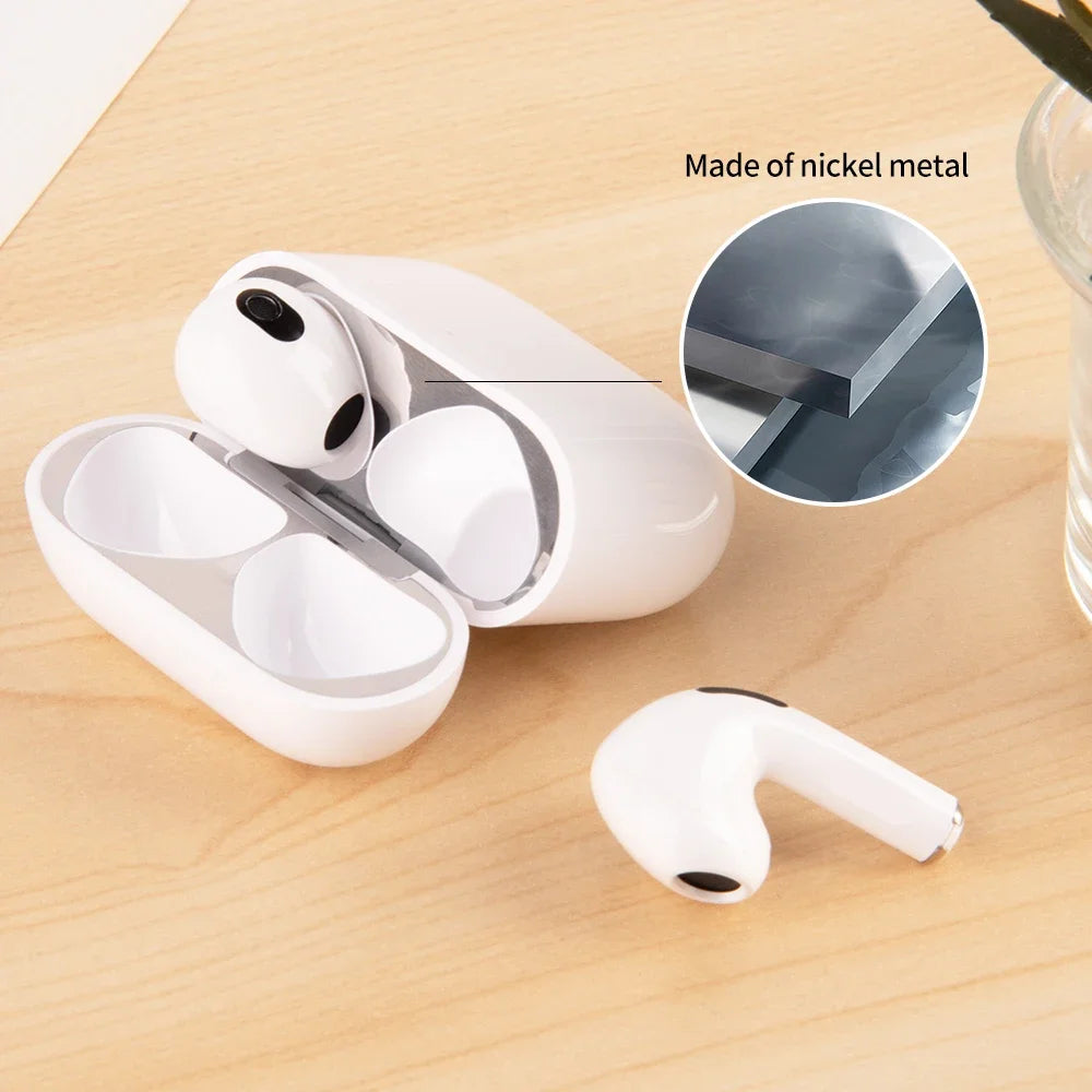 For AirPods 4 Sticker Earphone Case Metal Dustproof Scratch Resistant Sticker Cover For Airpods 4 4th 2024 Gen Protective Film
