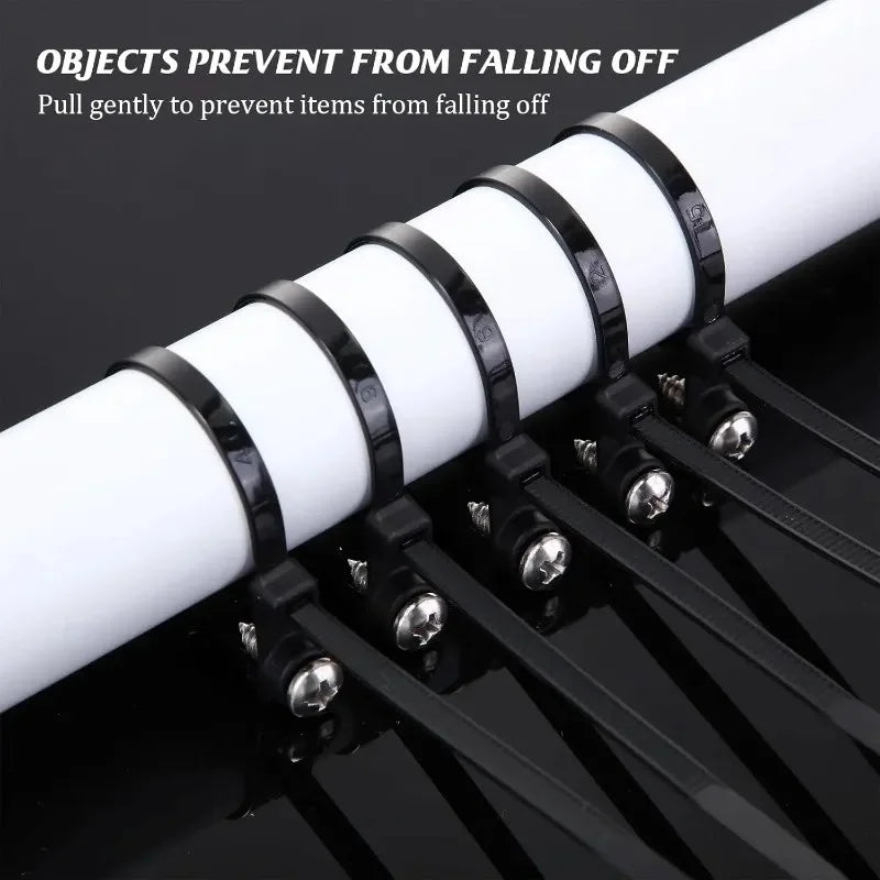 500/100PCS Screw Hole Cable Ties Reusable Fixed Nylon Cable Ties Self-locking Cord Ties Straps Fastening Loop Office Organizer Beauty World Shop