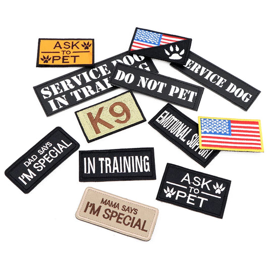 1 Piece Tactical Patch Bundle For Dog Vest Harness Collar Personalized Patches Tags Sticker Label Custom Name ID Service Dog Beauty World Shop