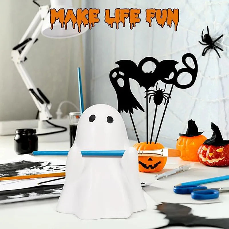 Cute Halloween Ghost Pen Holder Little Ghost Statue Design Pencil Support for Home Office Desktop Decoration Beauty World Shop