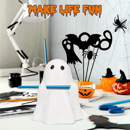 Cute Halloween Ghost Pen Holder Little Ghost Statue Design Pencil Support for Home Office Desktop Decoration Beauty World Shop