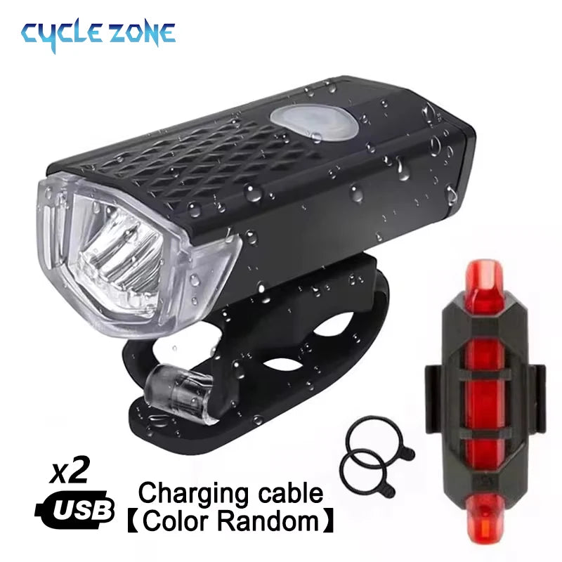 Bike Light Set Front Light with Taillight USB Rechargeable Easy to Install 3 Modes Bicycle Accessories for the Bicycle Road MTB Beauty World Shop