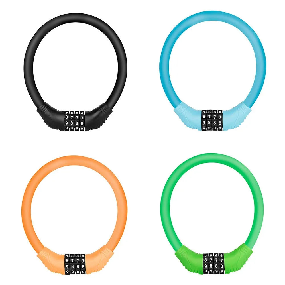 4 Digital Code Anti-Theft Bicycle Cable Lock Stainless Steel Security Locks Portable Combination Code Padlock Beauty World Shop
