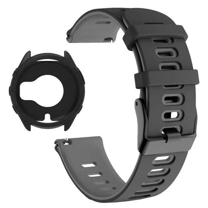 Case+Strap Compatible for Garmin Forerunner 965 Strap 22mm Two Tone Sports Silicone Band Soft Hollow Protector Cover (wihtout fi