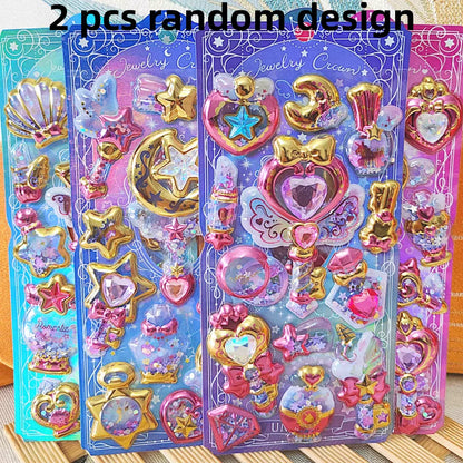 Kawaii Capsule Sparkling 3D Stickers Scrapbooking Diy Journal Stationery Sticker Cute Deco Art School Supplies Beauty World Shop