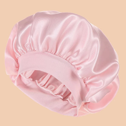 1pc Women's Solid Color Satin Wide-Brimmed Shower Cap, Suitable For Daily Use Silk Bonnet Satin Bonnet Beauty World Shop