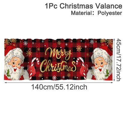 Christmas Short Curtains Valances Merry Christmas Decorations For Home 2025 Xmas Navidad Kitchen Bedroom Ornaments New Year 2026 Beauty World Shop
