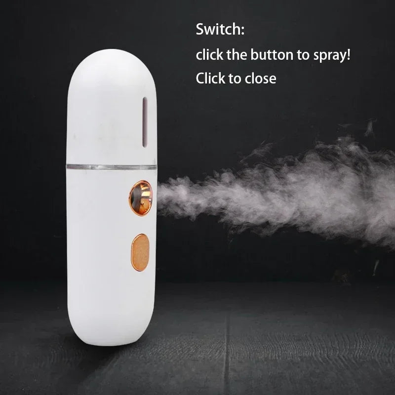Mini Portable Humidifier Nano Mister Facial Steamer Device Beauty Spray Hydrating Apparatus Cold Spray Apparatus Rechargeable Beauty World Shop