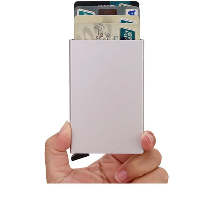 Rfid Credit Card Holder Metal Thin Slim Smart Wallet Men Women Wallets Pop Up Minimalist Small Black Purse Mini Walets for Men Beauty World Shop