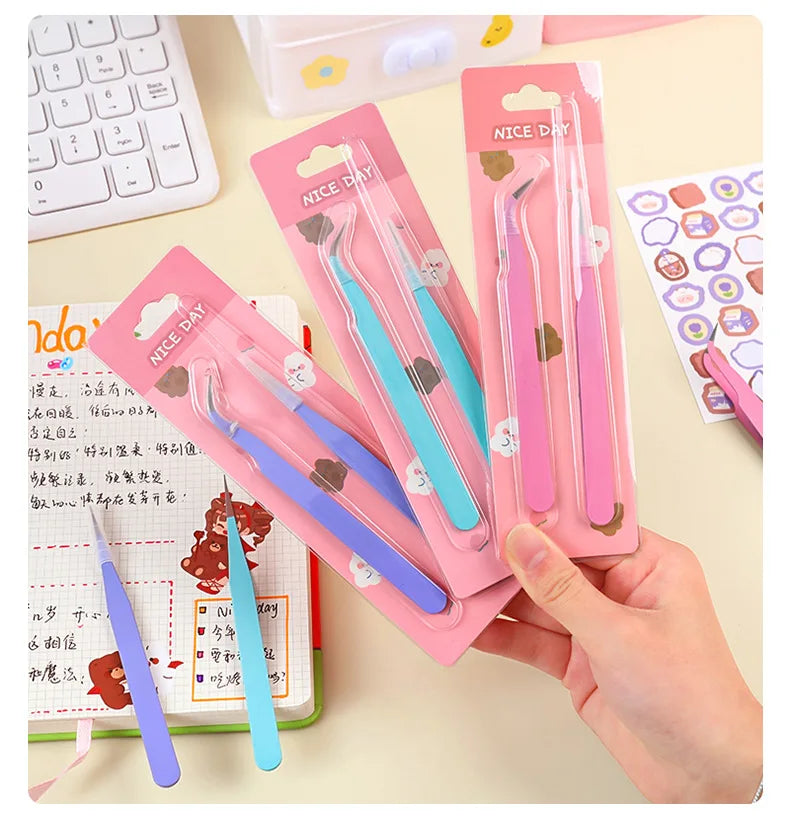 2pcs Tweezers Creative Macaroon Color Clip for DIY Decroative Journal Diary Scrapbook Sticker Tool Back To School Student Supply Beauty World Shop