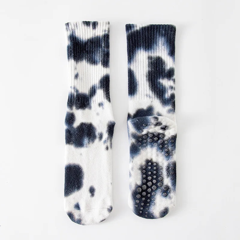 New Fashion Tie-dye Mid-calf Yoga Socks Pilates Socks Indoor Special Non-slip Sports Socks Dance Fitness Floor Socks Beauty World Shop