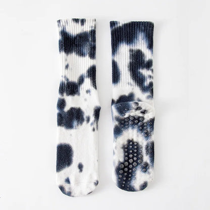 New Fashion Tie-dye Mid-calf Yoga Socks Pilates Socks Indoor Special Non-slip Sports Socks Dance Fitness Floor Socks Beauty World Shop