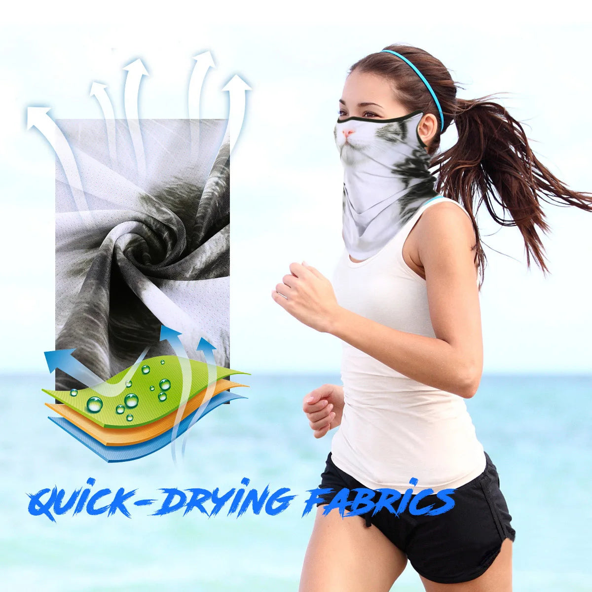 3D Animals Magic Scarf Bandana Breathable Neck Warmer Gaiter Hanging Ear Outdoor Sports Triangle Face Mask Neckerchief Summer Beauty World Shop