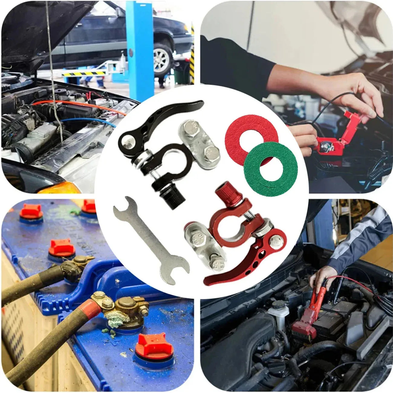 2Pcs Car Battery Terminal Connectors Quick Release Disconnect 12V 24V Positive Negative Battery Cable Ends for SAE/JIS Type Car Beauty World Shop