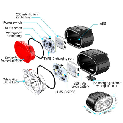 USB Rechargeable Bicycle Lights Bike Safety Warning Lamp Outdoor Waterproof Cycling Flashlight For Mountain And Road Bikes Beauty World Shop