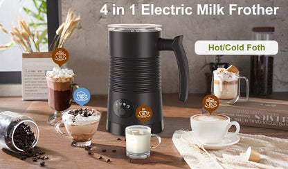 Electric Milk Frother Automatic Rotary Foamer for Coffee Cappuccino Latte 4 in 1 Hot and Cold Foam Maker Milk Frother Foamer Beauty World Shop