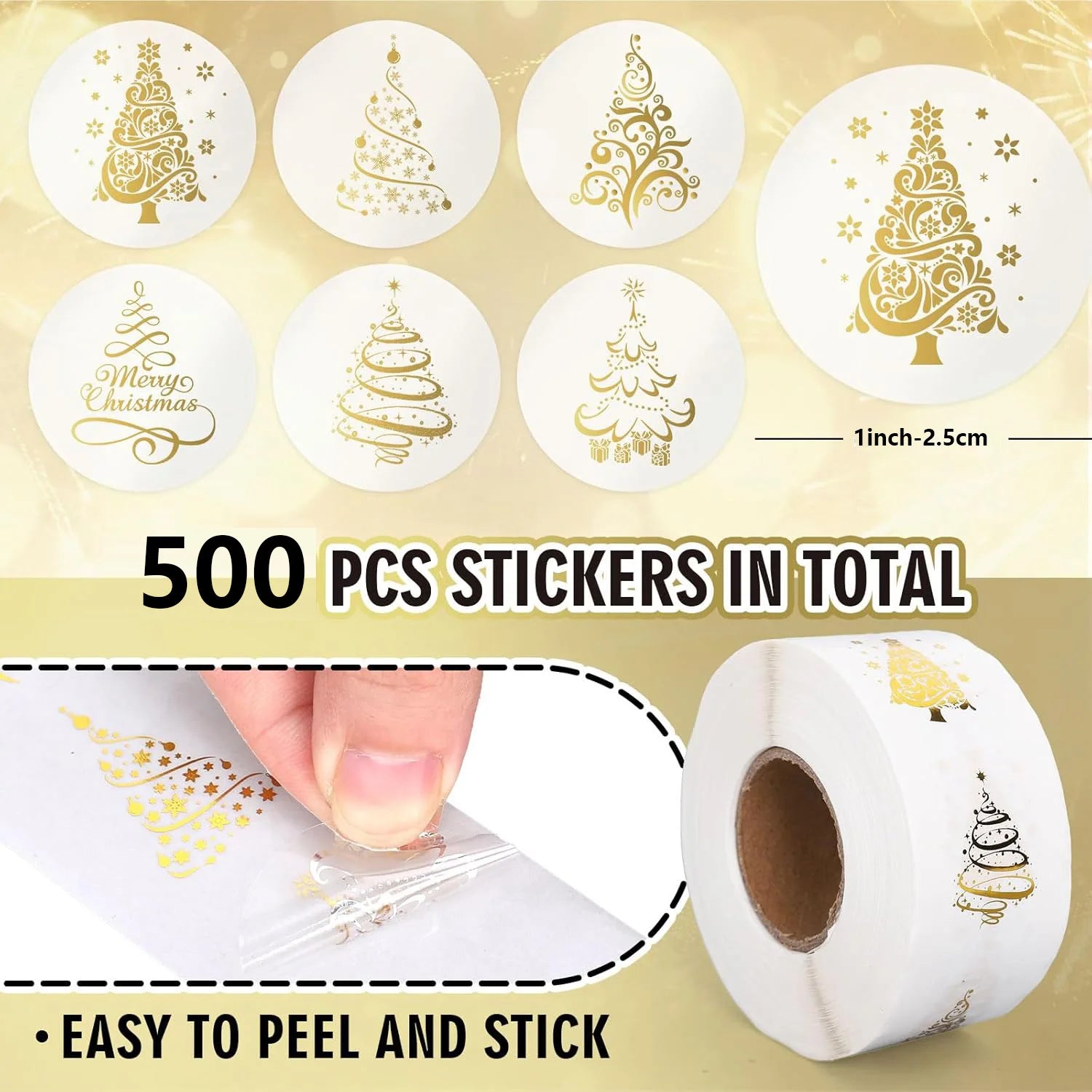 500pcs 1inch/2.5cm Clear Merry Christmas Stickers Presents Cards Tag Self Adhesive Seals Label Scrapbooking Stickers Beauty World Shop