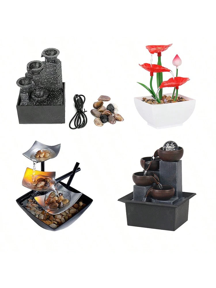 Mini Zen Tabletop Fountain - Relaxing LED Waterfall for Office Desk, Yoga Room & Feng Shui Decor Beauty World Shop
