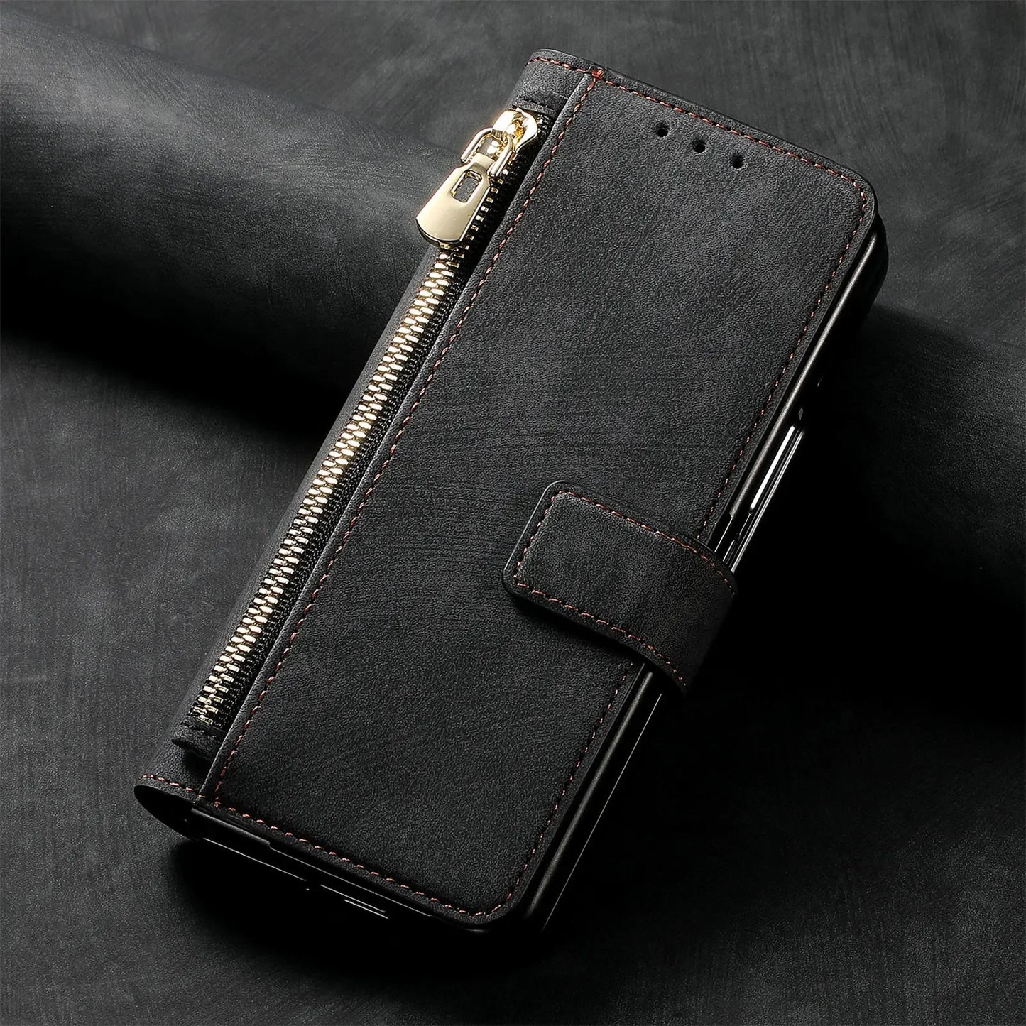 2 in 1 Magnetic Zipper Cards Solt Wallet Leather Case For Samsung Galaxy Z Fold 8 ultra 7 6 5  Wireless Charging Bag Purse Cover Beauty World Shop