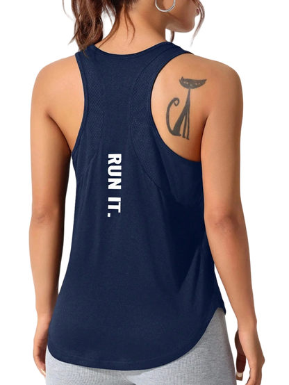 Women's running vest, special letter style, loose long top vest, a good choice for yoga running Beauty World Shop