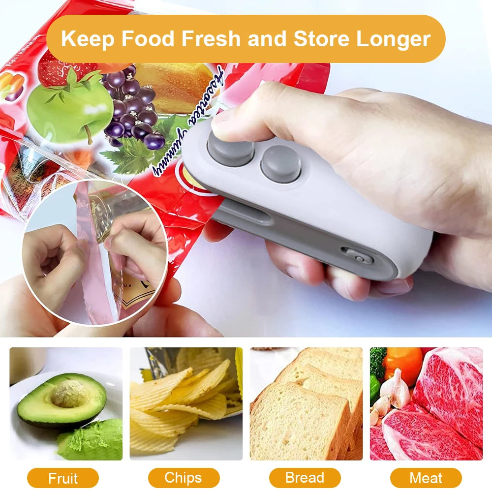 Mini Heat Bag Sealing Machine Package Sealer Bags Plastic Food Sealer Clip Bag Handheld Sealer Food Packaging Heat Sealer Beauty World Shop