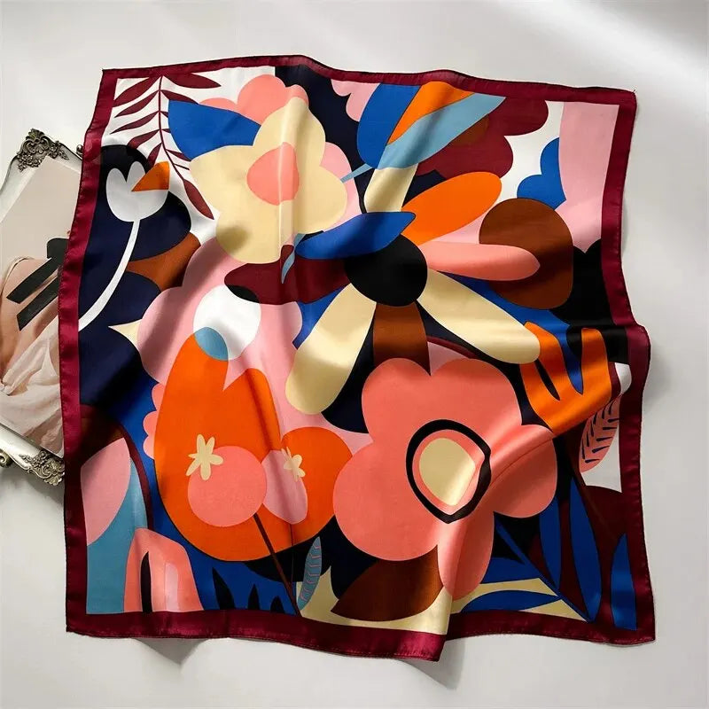 Luxury Print imitation Silk Square Scarf Women Spring Neck Tie Shawl Wraps Female Hair Hand Wrist Headkercheif Hijab Bandana Beauty World Shop