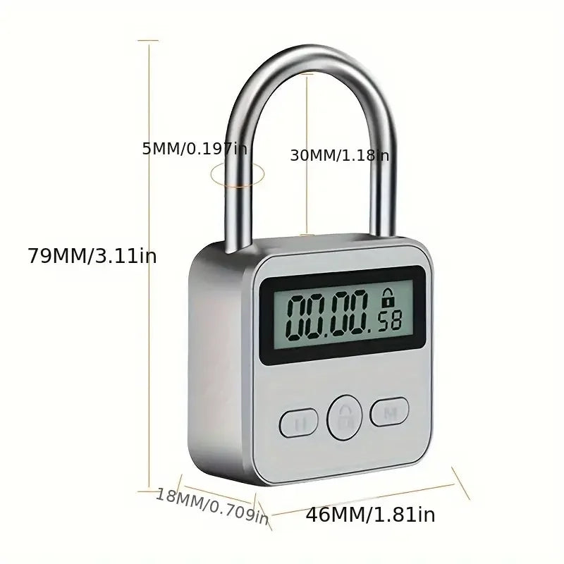 Timer Padlock LCD HD Display Add Backlight Zinc Alloy 99 Hours Max Timing Super Long Standby Anti-addiction Electronic Lock Beauty Trend Shop