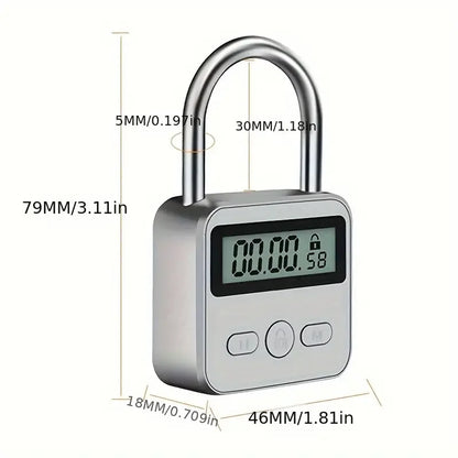 Timer Padlock LCD HD Display Add Backlight Zinc Alloy 99 Hours Max Timing Super Long Standby Anti-addiction Electronic Lock Beauty Trend Shop