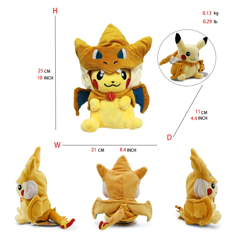 Cos Eevee Pikachu Cosplay Plush Toys Pikachu Peluche Lucario Stuffed Animal Doll Collectible Gift,Cartoon 20-30CM Beauty World Shop