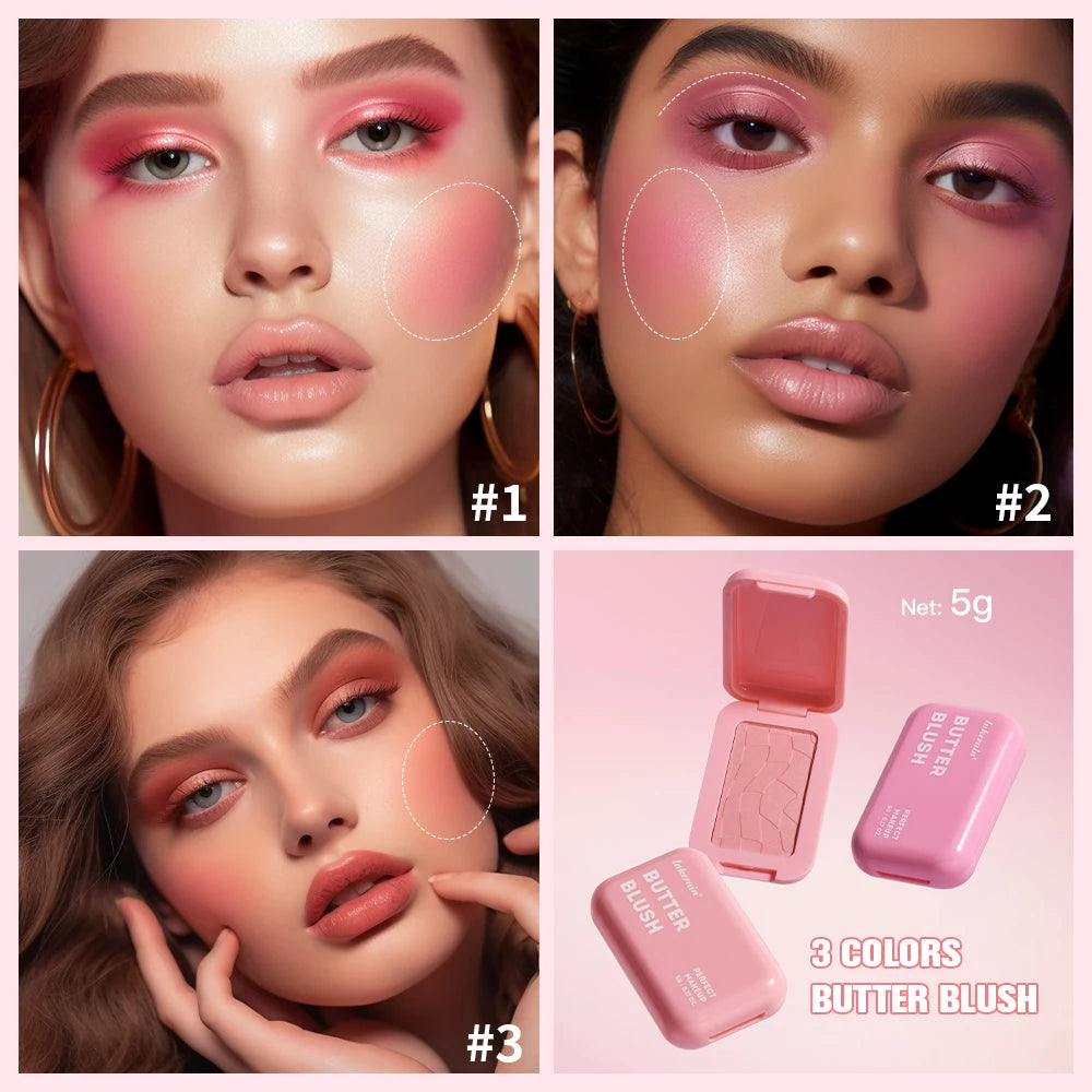 Professional Makeup Powder Blush 12HR Wear Vegan Formula Blusher Makeup Blush in Bar Cosmetics Palette Powder Pink Cream Face Beauty World Shop